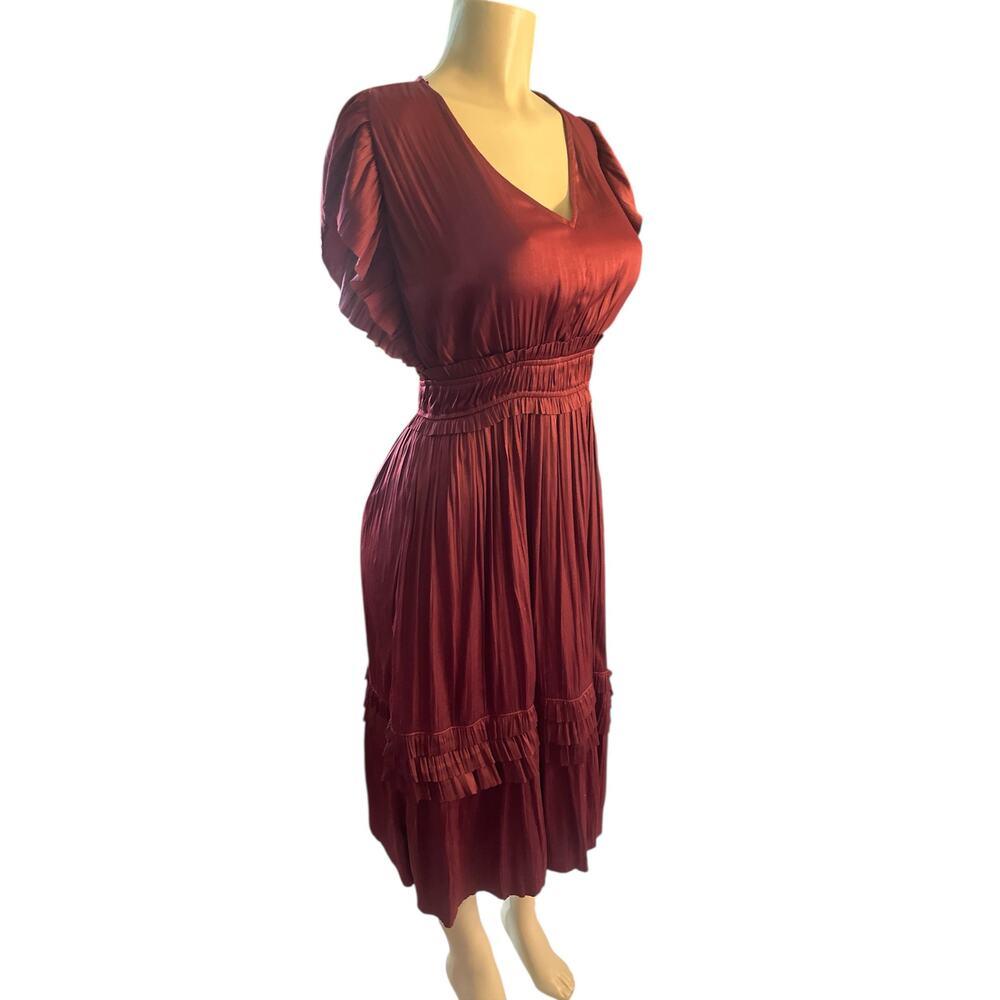 Women S Evereve Roan + Ryan Talulah Holiday Dress V-Neck Cap Slv Wine Red